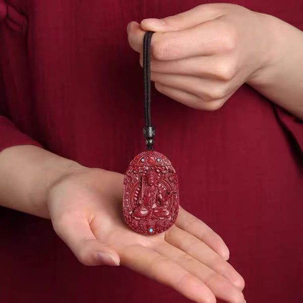 Guardian Pendant - Cinnabar Samantabhadra Necklace