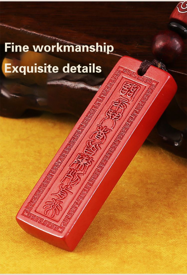 Cinnabar Pendant - Taoist Nine Character Proverbs Pendant - Image 2