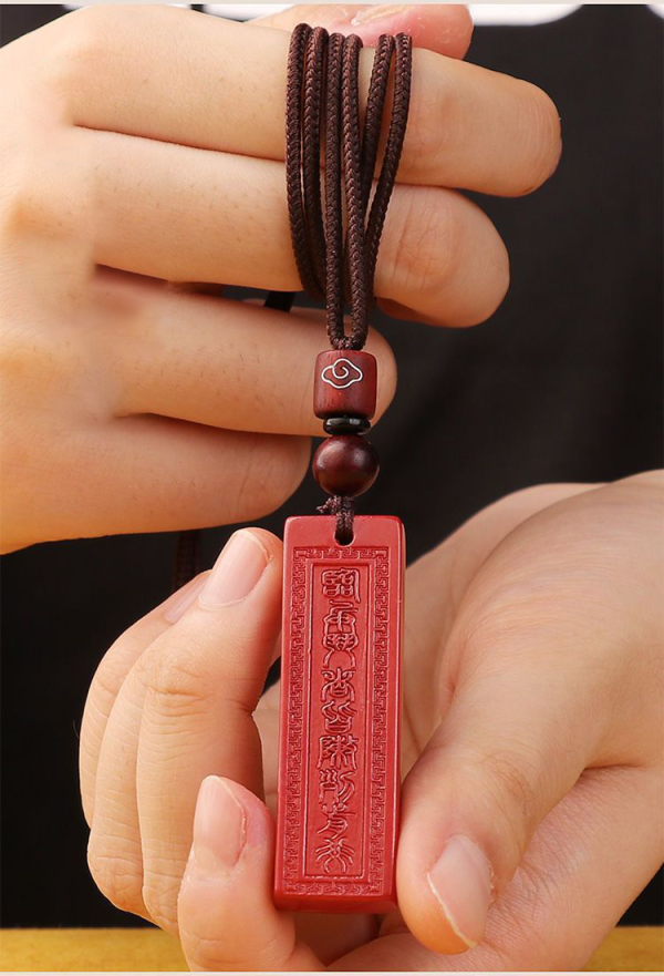Cinnabar Pendant - Taoist Nine Character Proverbs Pendant - Image 3